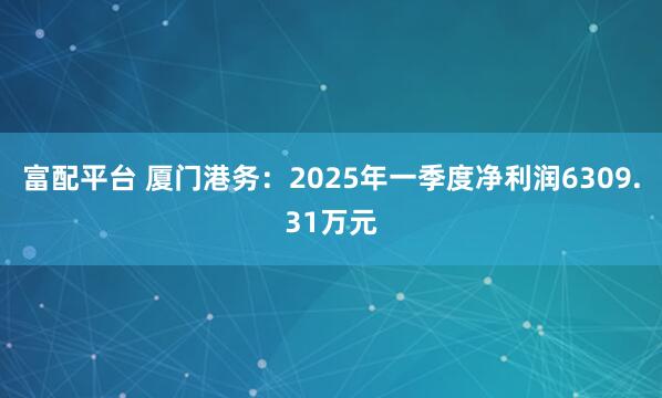 富配平台 厦门港务：2025年一季度净利润6309.31万元