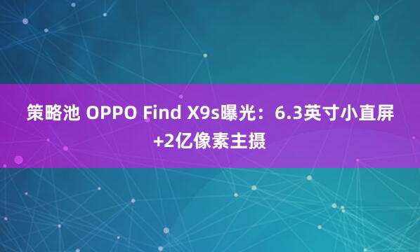策略池 OPPO Find X9s曝光：6.3英寸小直屏+2亿像素主摄